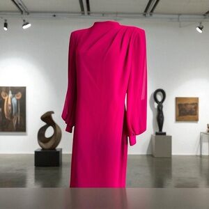 Badgley Mischka Show-Stopping Fuchsia Dress with Chiffon Sleeves  Final Sale